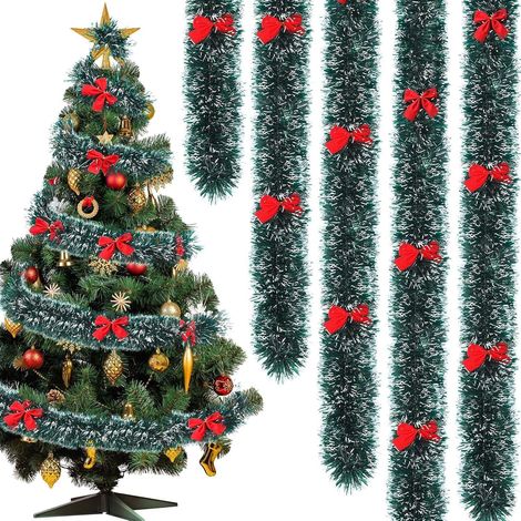 Guirlande Noel Sapin 5m, Décoration de Guirlande de Noël avec 36 Nœuds Rouges, Guirlandes Sapin Artificiel, Guirlandes de Sapins de Noëls (1/5)