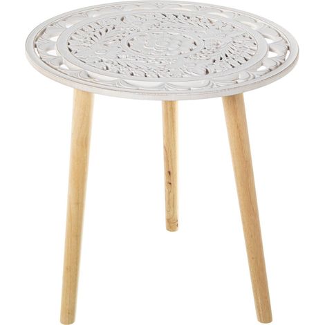 Table d'appoint élégante en bois pour salon cosy - Blanc bois naturel (1/4)