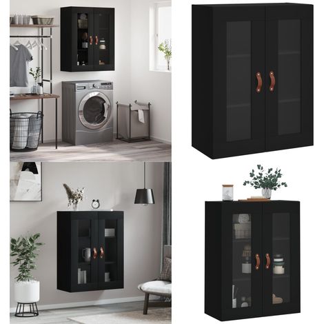 Armoire murale noir 69,5x34x90 cm - Rangement - Bois d'ingénierie (1/5)