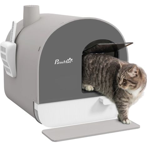 Bac à litière pour chat, plateau amovible, matériau durable, taille compacte (1/2)