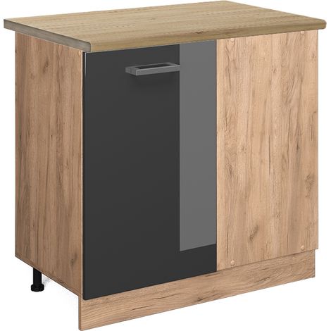 Mobile ad angolo cucina R-Line, Antracite lucido, 86 cm , PL Rovere, Vicco