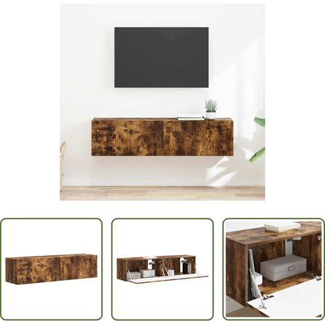 vidaXL Wandregal Holz -  TV-Wandschrank 2 pcs Geräucherte Eiche 60 x 31 x 29,5 cm (1/5)
