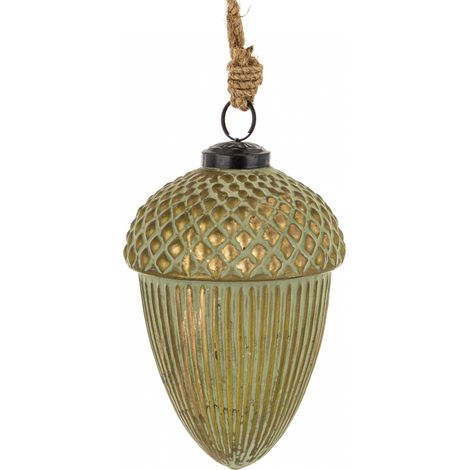 Boule de Noël en verre de Delhi, or et vert, 13 x 8,5 x 8,5 cm (1/5)