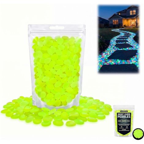 Gravier d'aquarium pierres de jardin phosphorescentes colorées galets lumineux décoration paysagère extérieure 400 pièces jaunes (1/5)