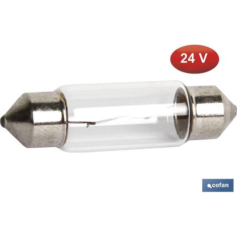 Lampe plafonnière C10W 24V avec verre transparent - 10 unités