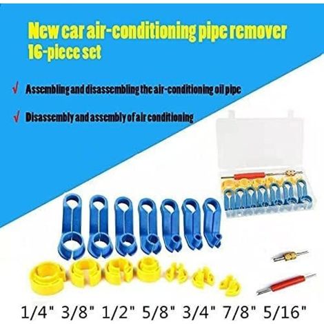 CSPARKV Ensemble d'outils de déconnexion de conduite de carburant AC de voiture, compresseur de remplacement, outils de réparation automatique de tuyau de climatisation de 16 pièces (1/4)