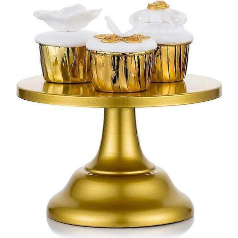Présentoirs à gâteaux dorés, présentoirs ronds de 20 cm pour gâteaux de mariage, anniversaires et fêtes prénatales. (1/5)
