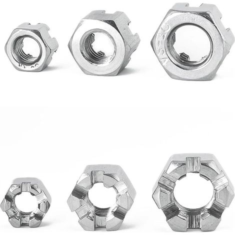 Écrous hexagonaux fendus en acier inoxydable 304 M6 M8 M10 M12 (1/3)