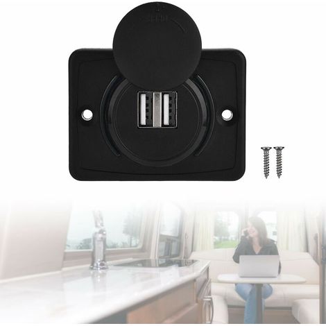 Prise USB Voiture 12V Encastrable, Chargeur USB Voiture, Double Prise USB de Chargeur Adaptateur 2 Ports, USB 3.1A 12V LED Panneau de Chargement étanche pour Camping Car Bateau Marine (1/5)