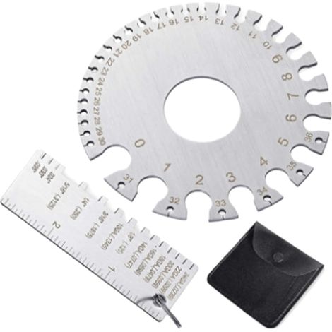 Wire Gauge Measuring Tool, Metal Thickness Identifier Ruler, Engraved Spring Steel Construction with Clear Markingsfor Fabrication, Woodworking, Automotive, Workshop Use (1/5)