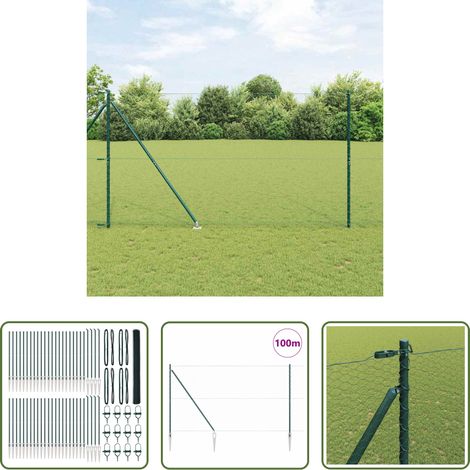 Poteaux de clôture - Poteau de clôture. Vert 100 x 1,6 m (treillis de 25 mm) (1/5)