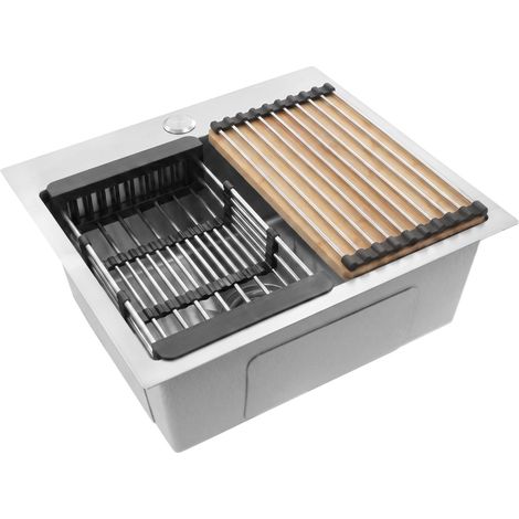 Steel sink with 3-piece accessory set REA Leo 50 Brush Nickel