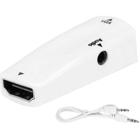 Adaptateur HDMI Femelle vers VGA Femelle 1080P avec Câble Audio Intégré - Blanc (1/5)