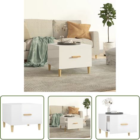 The Living Store Couchtisch Hochglanz-Weiß 50x50x40 cm Holzwerkstoff - Couchtisch - Wohnzimmerschreibtisch - Sideboard - Holzwerkstoff Tisch - Weißer Couchtisch (1/5)