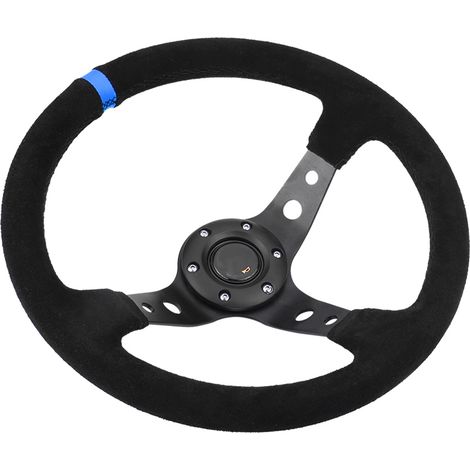 35 cm/14 Zoll Rennlenkrad, 6-Loch-Befestigung, mit Hupe, blau, für Sportwagen (1/5)