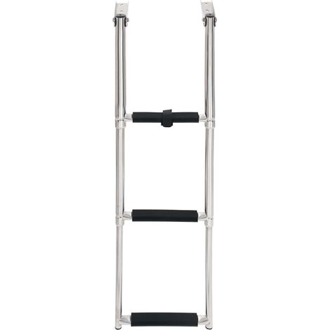vidaXL Escalera de embarque plegable 3 peldaños acero inoxidable (1/2)