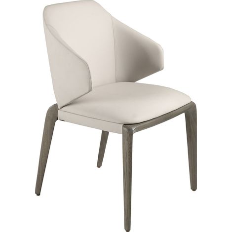 Chaise design crème et pieds chêne Angel Cerda - Crème chêne cendré (1/5)