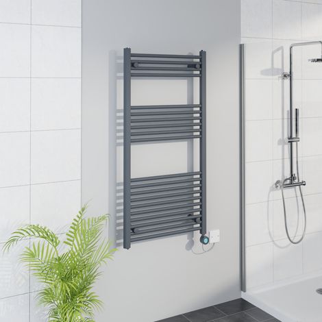 WiFi Thermostatic Straight Towel Rail Timer Sand Grey 1200x600