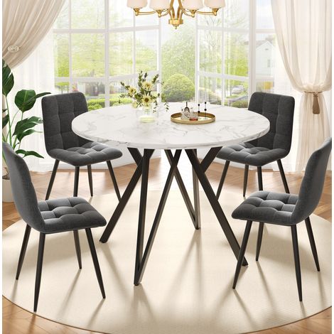 Mesa comedor redonda MDF 100x100x76 cm negra OKMYHOME (1/5)