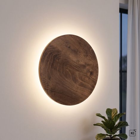 LED Wandlampe Holz Ø 35 cm rund 3000 K warmweißes Licht 160 lm Modern indirekt Wandleuchte (1/5)