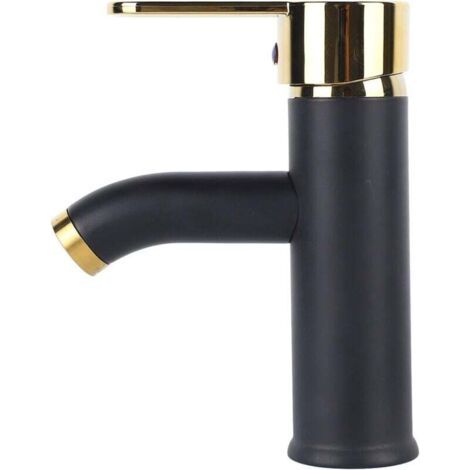 Robinet vasque à poser Lavabo de Salle de Bain Haut Mitigeur Lavabo Chaud Froid Noir Matt