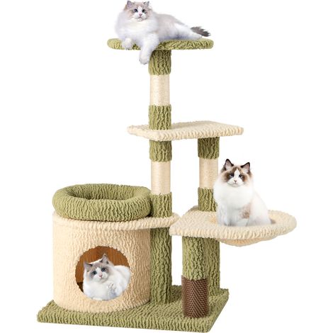 Tour à chatons esthétique multi-niveaux de 38 pouces avec condo et lit - vert (1/5)