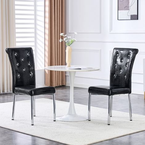 Pack de 2 sillas de comedor retro efecto piel de cocodrilo negra en PVC y metal DESVIAE (1/5)