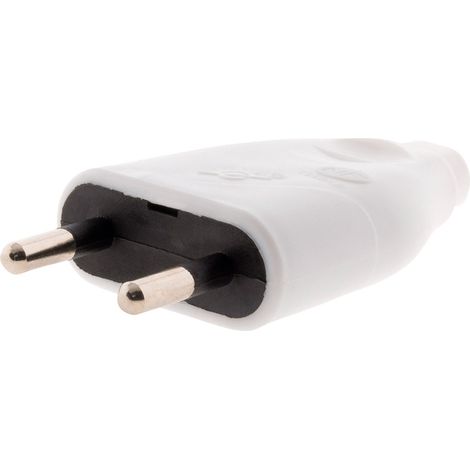 Fiche électrique mâle 2 pôles 6A couleur blanc