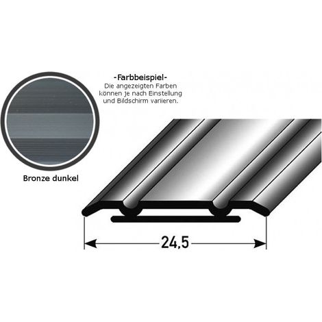 Übergangsprofil "Alkmaar" / Übergangsschiene, 24,5 mm breit, Aluminium eloxiert-bronze dunkel-1000-selbstklebend