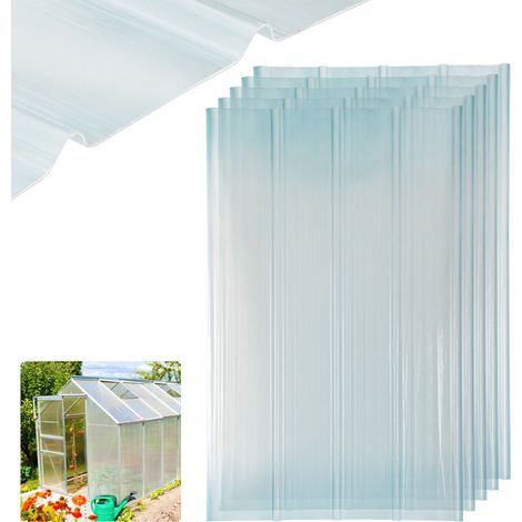 SWANEW Piastra di copertura, ondulata, trasparente, poliestere rinforzato con fibra di vetro, l.90 x L.1,60 cm, spessore 2 mm, 5 pezzi (1/5)