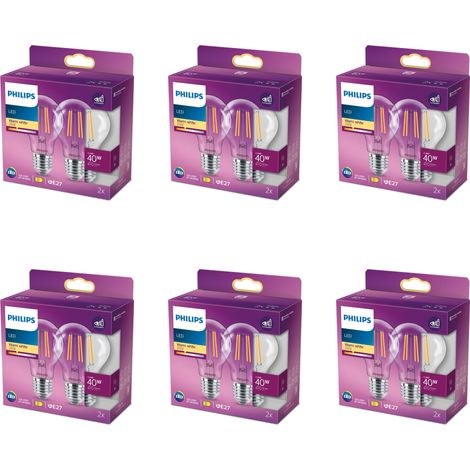 Philips Conjunto Pack E27 Bombilla Estándar (40W) Transparente No Regulable Luz blanca cálida - 12 unidades (1/3)