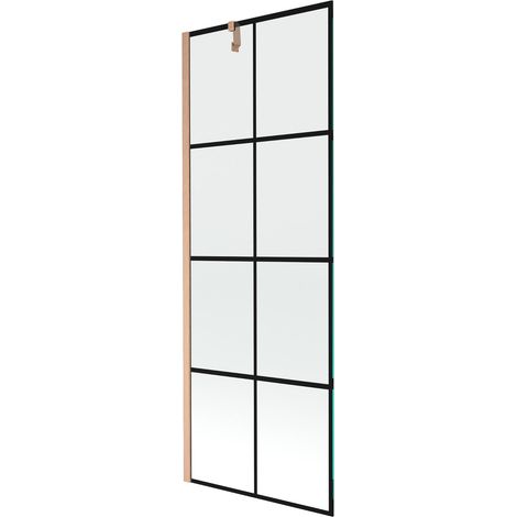 Mexen Next mampara de ducha de 1 hoja 70 x 150 cm, cuadrícula negra, cobre cepillado - 895-070-000-00-77-65 (1/5)