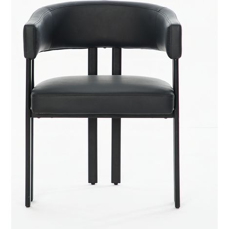 CAIziChaise de salle à manger moderne – chaise tonneau rembourrée en similicuir avec accoudoirs et dossier incurvé intégré – chaise en métal pour cuisine, salon et restaurant (1/5)