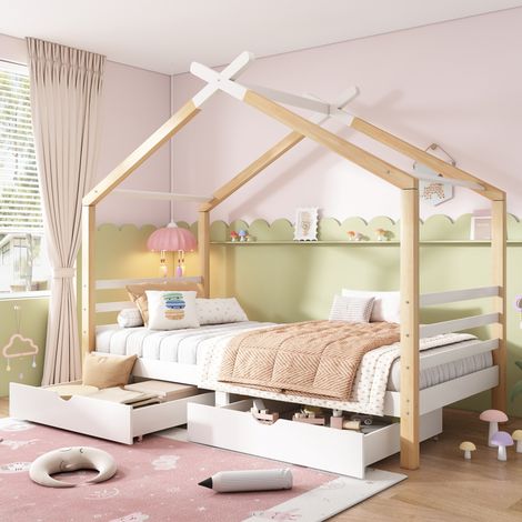 Bett Kinderbett Hausbett mit Aufbewahrung 90x200 HAVRYA (1/5)