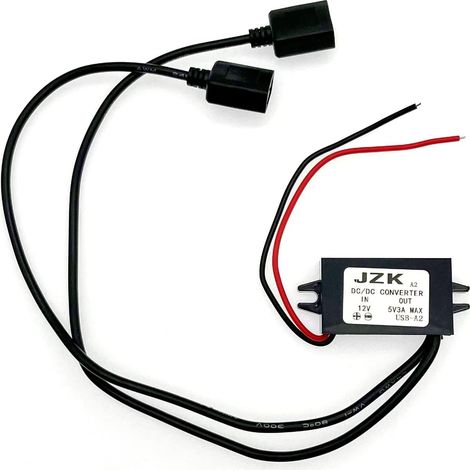Voiture Convertisseur de Puissance DC 12V à 5V/3A Tension Convertisseur avec Deux connecteurs d'adaptateur USB pour Le téléphone Charge Voiture Radio Audio etc (1/5)