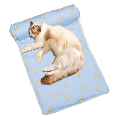 [NUNCA UTILIZADO]Cama refrescante para perros y gatos - Seda de hielo - Suave y lavable - Cojín transpirable - Colchoneta con almohada para el verano - 60 x 40 x 15 cm (1/5)