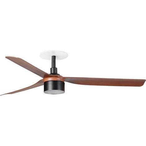 FARO Ventilateur de plafond avec lumiere Punt Tek acier noir mat pales noyer moteur DC 6 vitesses fonction inverse plafonds inclines modele FARO-33817R3W (1/2)