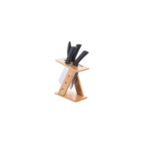Porte-couteau en bambou, support de rangement pour couteaux de cuisine, organiseur de plan de travail – Naturel et compact– (1/4)