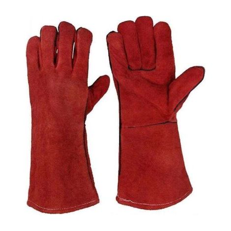 Pair Lntyq Lourd Devoir Grand Cuir Résistant à Chaleur Résistant à Chaleur Doublé Gantelets de Soudeurs Gants pour Poêle à Bois Brûleur à Bûches Barbecue, Gants de Jardinage pour Hommes