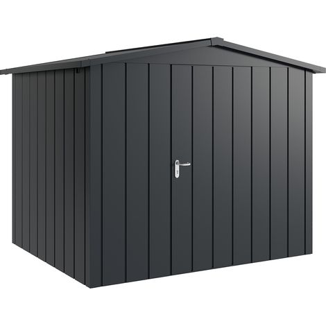 Hörmann Metall-Gerätehaus "Juno" mit Satteldach, JSD9 - Modern, 262 x 214 cm (B x T), anthrazit, 1-flüglige Tür, Anschlag rechts (1/5)