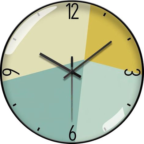 Horloge murale silencieuse (20 cm) à motif géométrique moderne, style pastel, cadeau de décoration original (1/5)