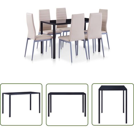 The Living Store Ensemble de salle à manger 7 pcs Cappuccino - Table À Manger - Ensemble Repas - Mobilier Salle À Manger - Set Table Et Chaises - Chaise Capitonnée (1/5)