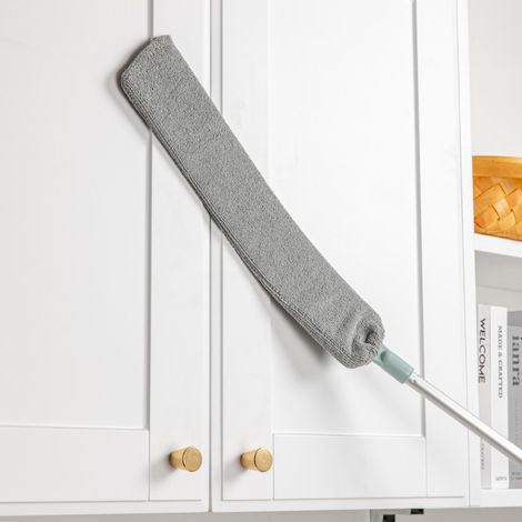 Balai à Plat Professionnel avec Manche INOX, réutilisables et Un Peigne de Nettoyage du Tissu Microfibre (1/5)