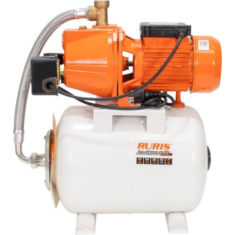 Pompe surpresseur RURIS AquaPower 2010S - 900 W - Réservoir 24 L - Débit 52 L/min - Hauteur de refoulement 50 m - Hauteur d'aspiration 9 m - Turbine inox