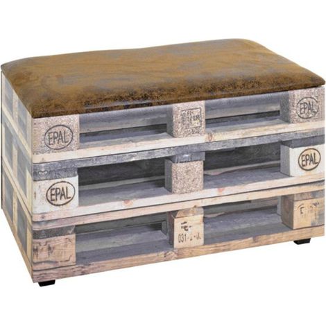 Coffre de Rangement Vintage "Palette" 65cm Marron (1/5)