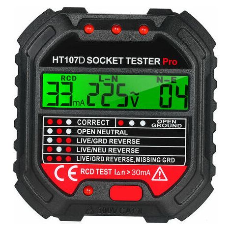 Kkmoon Gfci Testeur De Sortie Avec Tension.Afficheur 90-250V Testeur De Prise Electrique Automatique Du Circuit Polarites Detecteur De Tension Disjoncteur Finder Ht107D (1/5)