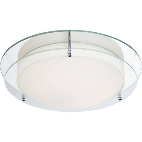 Searchlight Bathroom Flush - Plafoniera LED da bagno a filo Cromo, Trasparente e Vetro IP44 (1/2)