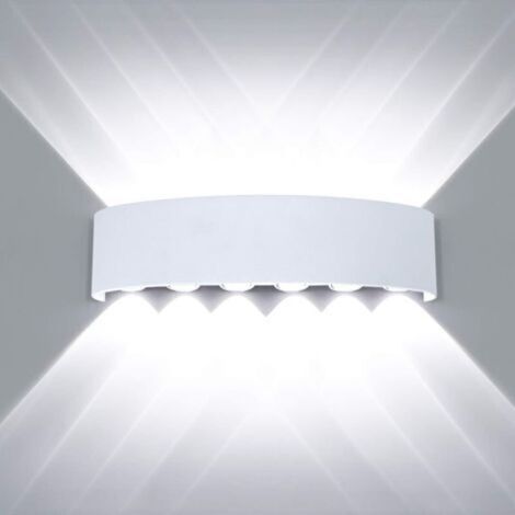 Pr Modern Waterproof LED Wall Lamp Up Down Wall Light Aluminum LED Wall Washer Indoor Outdoor for Bathroom Bedroom Hallway Living Room Porch Stairs, 12W White (1/5)