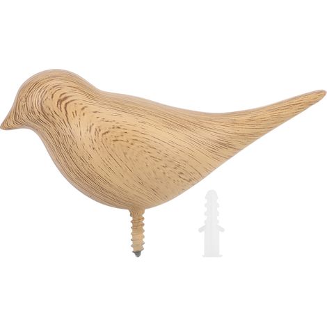 Oiseau décor crochet mur porte cintre vêtements manteau chapeau sacs serviette suspendus support étagères Grain de bois (1/5)