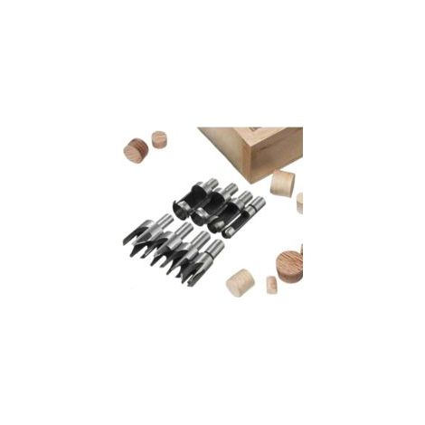 Houhence – Juego de 8 cortadores de tapones de acero al carbono – Tamaños 6/10/13/16 mm – Para tapones de madera cónicos – Compatible con brocas de vástago redondo – Crezuo